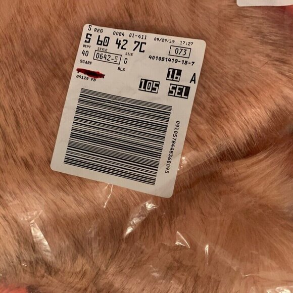 Roaman's Pink Blush Faux Fur Lined Adjustable 40" Neck Scarf - Picture 4 of 4